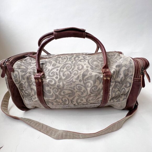 Myra bag Floral prints canvas hair-on leather weekender bag - Picture 2 of 14